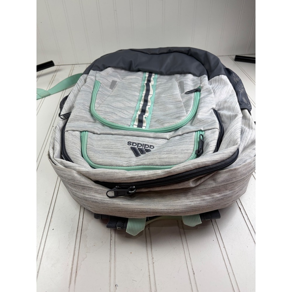 Adidas Gray Prime Multi-Pocket School Travel Multi Compartment Backpack Unisex - Picture 3 of 12